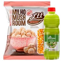 Kit Milho Mushroom 500g Pipoca + Molho Real Sabor 900ml Pimenta Alho Shoyu Ltt Alimentos