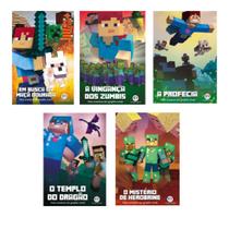 Kit Minecraft 5 livros - Em busca da Maça Dourada + A Vingança dos Zumbis + A Profecia + O Templ Kit Minecraft 5 livros - Em busca da Maça Dourada + A Vingança dos Zumbis + A Profecia + O Templ