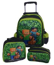 Kit Minecraft mochila escolar rodinhas bolsa infantil