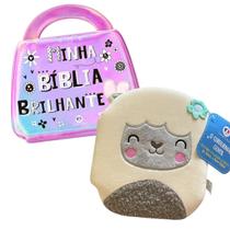 KIT Minha Bíblia Brilhante histórias bíblicas e Livro O Carneirinho Gentil capa de pelúcia