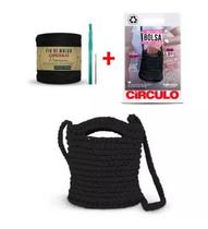 Kit minha primeira bolsa fio de malha premium cor 3 preto - círculo