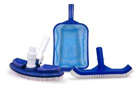 Kit Mini Acessórios Para Limpeza Piscina Peneira Aspirador Escova
