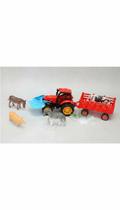 Kit Mini Animais Fazenda C/ Trator 12 Peças