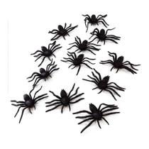 Kit Mini Aranhas com 12 Unidades Preto Plástico Halloween