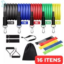 Kit Mini Band 5 Faixa Elástica Academia Treino + Kit Extensor 11 peças Tube Band De Resistência Kit Mini Band 5 Faixa Elástica Academia Treino + Kit Extensor 11 peças Tube Band De Resistência