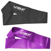 Kit Mini Band Super Forte Roxa + Mini Band Extra Forte Preta Exercicios Pilates Liveup Sports