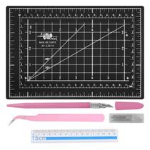 Kit Mini Base de Corte A5 Estilete Pinça Régua Patchwork Scrapbook