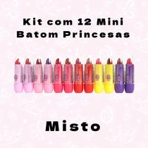 Kit Mini Batom Brilho e Matte Infantil Com Cheirinho Princesa Vivai Cores Aleatória