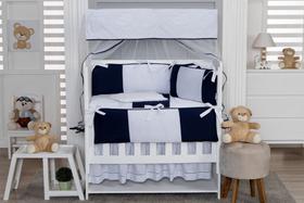 Kit Mini Berço 08 Peças - Marinho Com Branco Kit Mini Berço 08 Peças - Marinho Com Branco