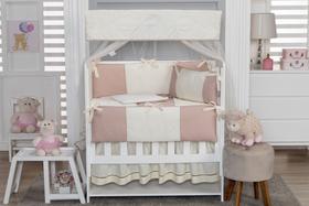 Kit Mini Berço 08 Peças - Rosê Com Palha Kit Mini Berço 08 Peças - Rosê Com Palha