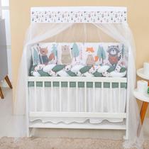 Kit Mini Berço 12 peças com Saia de Berço Menino Bosque
