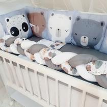 Kit Mini Berço 12 peças Saia de Berço Bebê Menino Turminha da Floresta