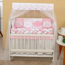 Kit Mini Berço 12 peças Saia de Berço Menina Chuvinha de Amor