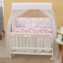 Kit Mini Berço 12 peças Saia de Berço Menina Elefante Coroa