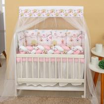 Kit Mini Berço 12 peças Saia de Berço Menina Jardim Encantado