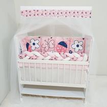 Kit Mini Berço 12 peças Saia de Berço Menina Joaninha