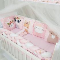 Kit Mini Berço 12 peças Saia de Berço Menina Lhama