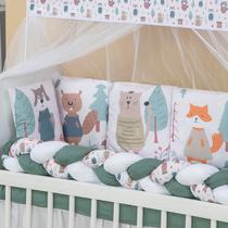 Kit Mini Berço 12 peças Saia de Berço Menino Bosque Kit Mini Berço 12 peças Saia de Berço Menino Bosque