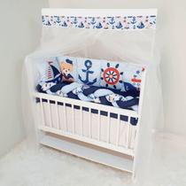 Kit Mini Berço 12 peças Saia de Berço Menino Marinheiro