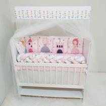 Kit Mini Berço 13 peças Bebê Menina Princesa Kit Mini Berço 13 peças Bebê Menina Princesa