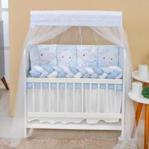 Kit Mini Berço 13 Peças Enxoval Bebê Menino Elefantinho Azul Kit Mini Berço 13 Peças Enxoval Bebê Menino Elefantinho Azul