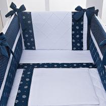 Kit Mini Berço 7 Peças Coroa Azul-marinho
