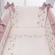 Kit Mini Berço 7 Peças Floral Rosê 58cm