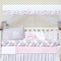 Kit Mini Berço Chuva De Amor Nuvem Rosa 10 Peças Kit Mini Berço Chuva De Amor Nuvem Rosa 10 Peças