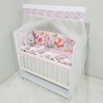 Kit Mini Berço com 12 peças Saia de Berço Bebê Menina