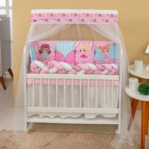 Kit Mini Berço com 12 peças Saia de Berço Bebê Menina