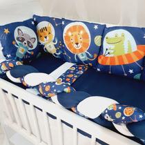 Kit Mini Berço com 12 peças Saia de Berço Bebê Menino Astronauta