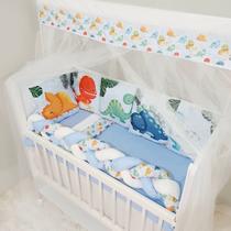 Kit Mini Berço com 12 peças Saia de Berço Bebê Menino