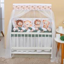 Kit Mini Berço com 12 peças Saia de Berço Bebê Menino Leaozinho