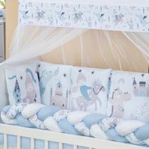 Kit Mini Berço com 12 peças Saia de Berço Bebê Menino Principe