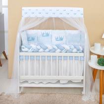 Kit Mini Berço com 12 peças Saia de Berço Bebê Menino Realeza Azul