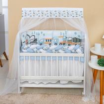 Kit Mini Berço com 12 peças Saia de Berço Bebê Menino Transportes