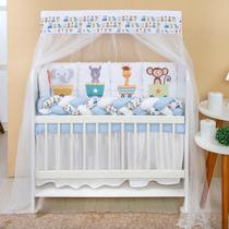 Kit Mini Berço com 12 peças Saia de Berço Bebê Menino Trenzinho