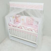 Kit Mini Berço com 12 peças Saia de Berço Menina Amigas Balanço - Carinha de Anjo