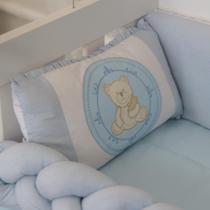 Kit Mini Berço com 7 Peças Trança Bebê Urso Azul Bebê Carolina Baby
