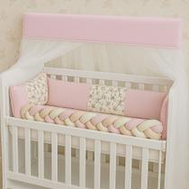 Kit Mini Berço Menina com 6 peças Chuva de Amor Floral com Mosquiteiro