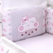 Kit Mini Berço Menina Nuvem Rosa 06 Peças Kit Mini Berço Menina Nuvem Rosa 06 Peças