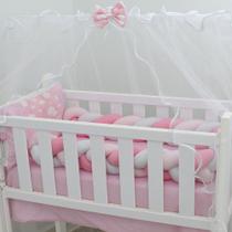 Kit Mini Berço Nuvem Rosa 7 Peças