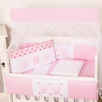 Kit Mini Berço Reino Rosa - 10 Peças - Happy Baby