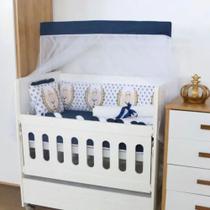 Kit Mini Berço Sublimado 10 Peças Bebê Menina Menino com Protetor de Trança Conforto