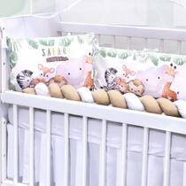 Kit Mini berço Trança 6 peças Safari Baby Algodão Kit Mini berço Trança 6 peças Safari Baby Algodão