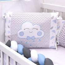 Kit Mini Berço Trança Menino Nuvem Azul 06 Peças Kit Mini Berço Trança Menino Nuvem Azul 06 Peças