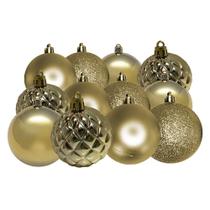 Kit Mini Bolas De Natal 3Cm Douradas/Ouro Com 12Und Multiart