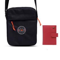 Kit Mini Bolsa Shoulder Bag Pochete + Carteira Em Couro