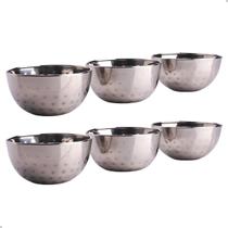 Kit Mini Bowl Tigela Para Petiscos e Sobremesa Inox Martelado 170ml - 6 Unidades