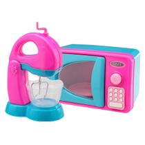 Kit Mini Brinquedo Cozinha Batedeira E Microondas